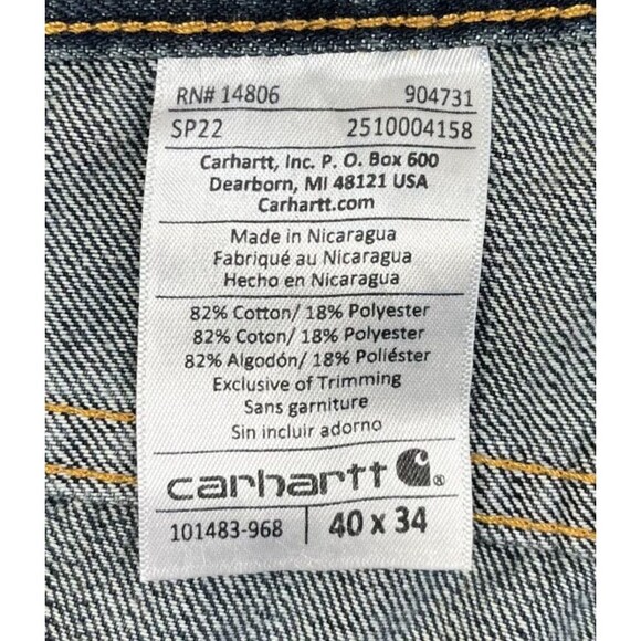NEW Carhartt Jeans Men’s 40x34 Relaxed Fit Straight Workwear Blue Holter 101483 - Picture 6 of 10